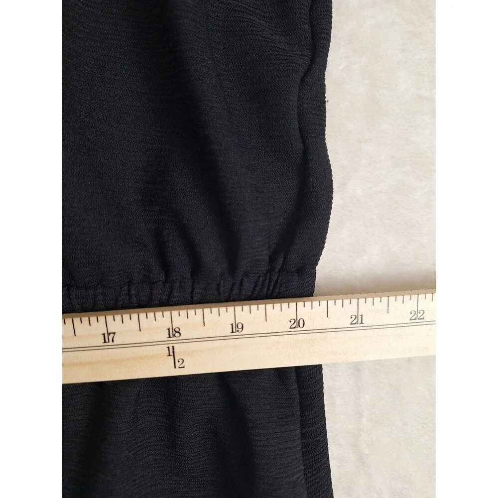 Michael Kors Women’s 1X Top Black Crepe V Neck Surplice Elastic Waist Bell 3/4